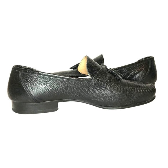 Magnanni Black Ostrich Leather Tassel Loafer Mens Size 13 Luxury - Picture 6 of 11